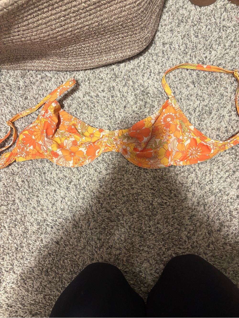 Orange Floral Underwire Bikini Top and bottom